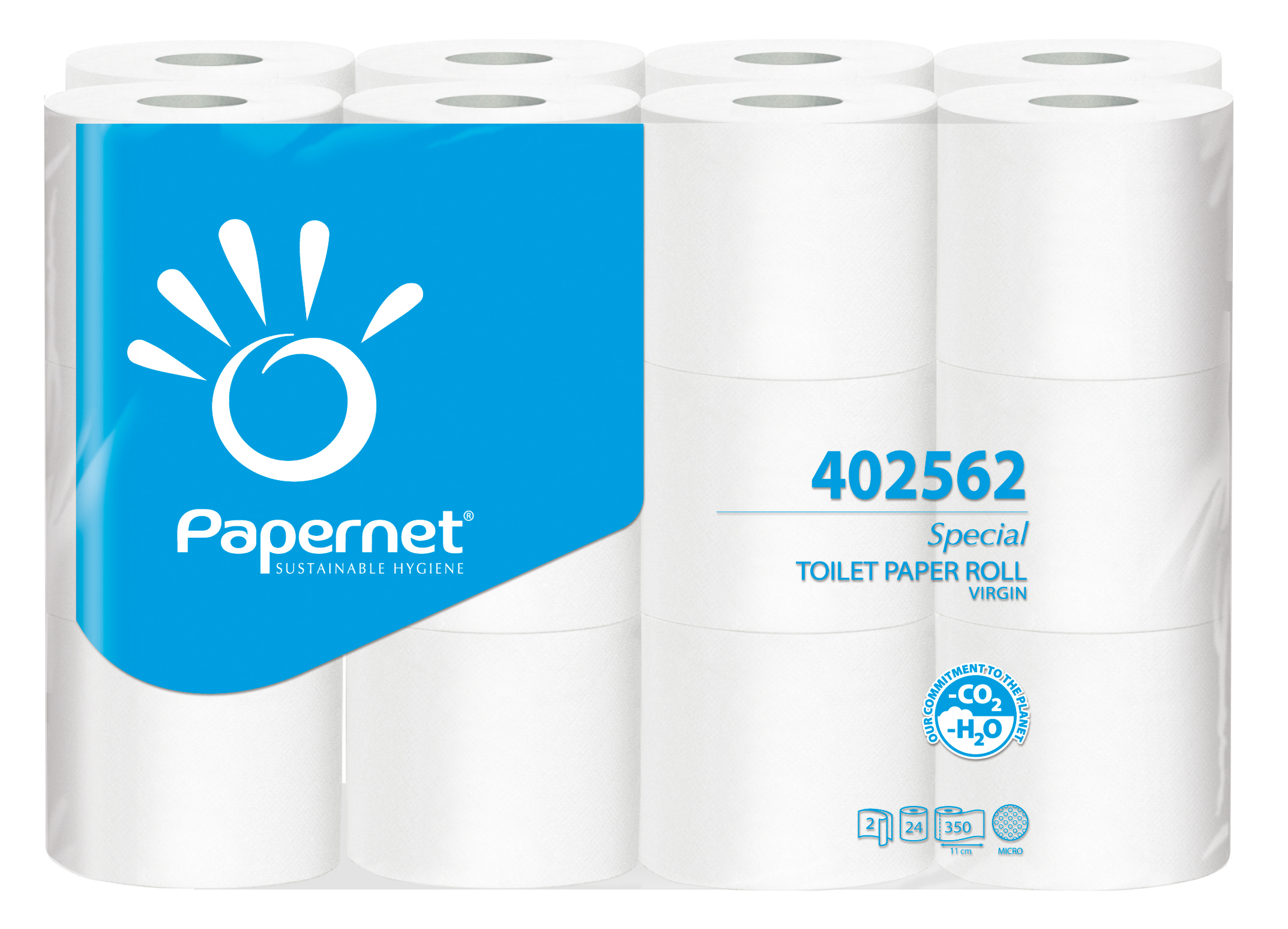 1 CF. DA 24 ROTOLI-Carta igienica-pura cellulosa-350 strappi-Papernet-402562 Foto prodotto